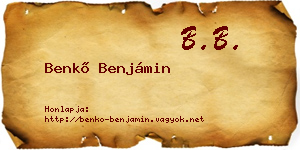 Benkő Benjámin névjegykártya